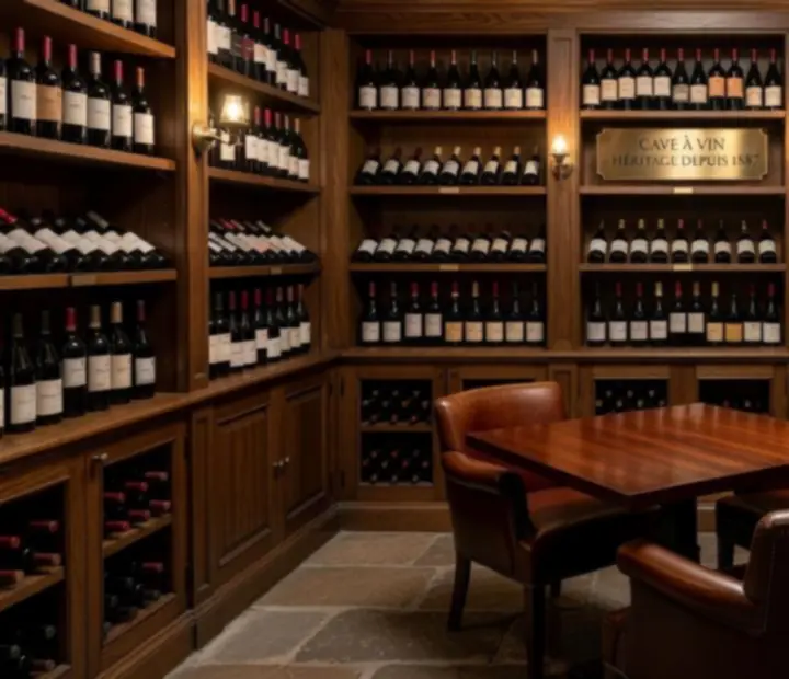 Cave à vins voûtée avec grands crus soigneusement alignés
