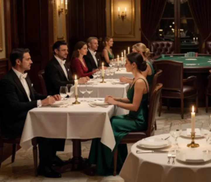 Salle de restaurant gastronomique avec table de poker élégante