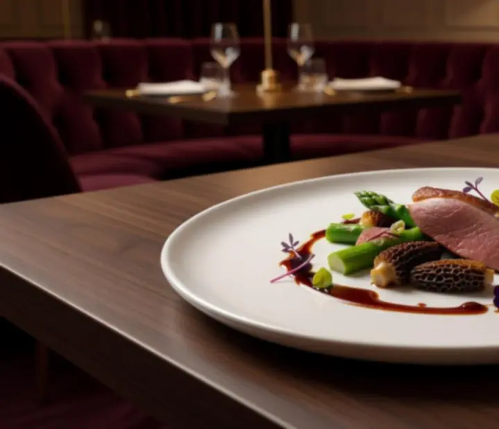 Plat gastronomique français dressé avec raffinement
