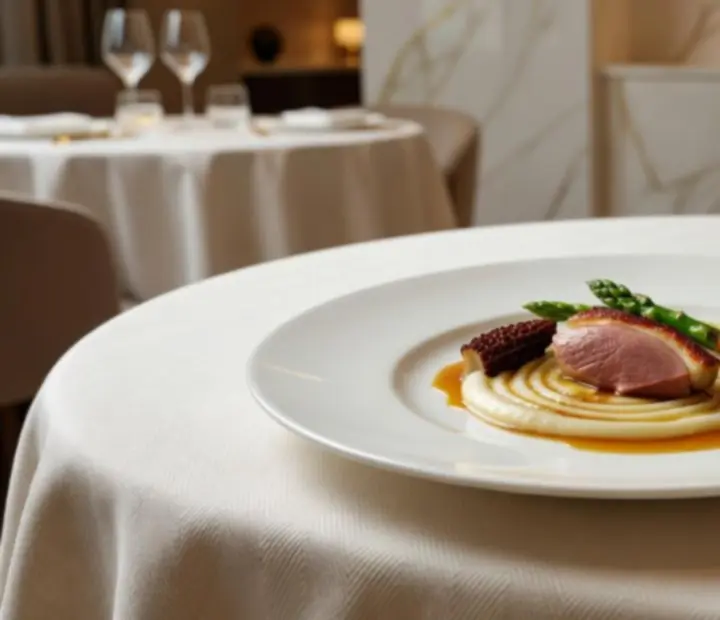 Plat principal gastronomique dressé avec élégance