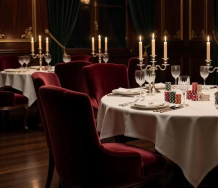 Salon de poker feutré dans un restaurant gastronomique de luxe